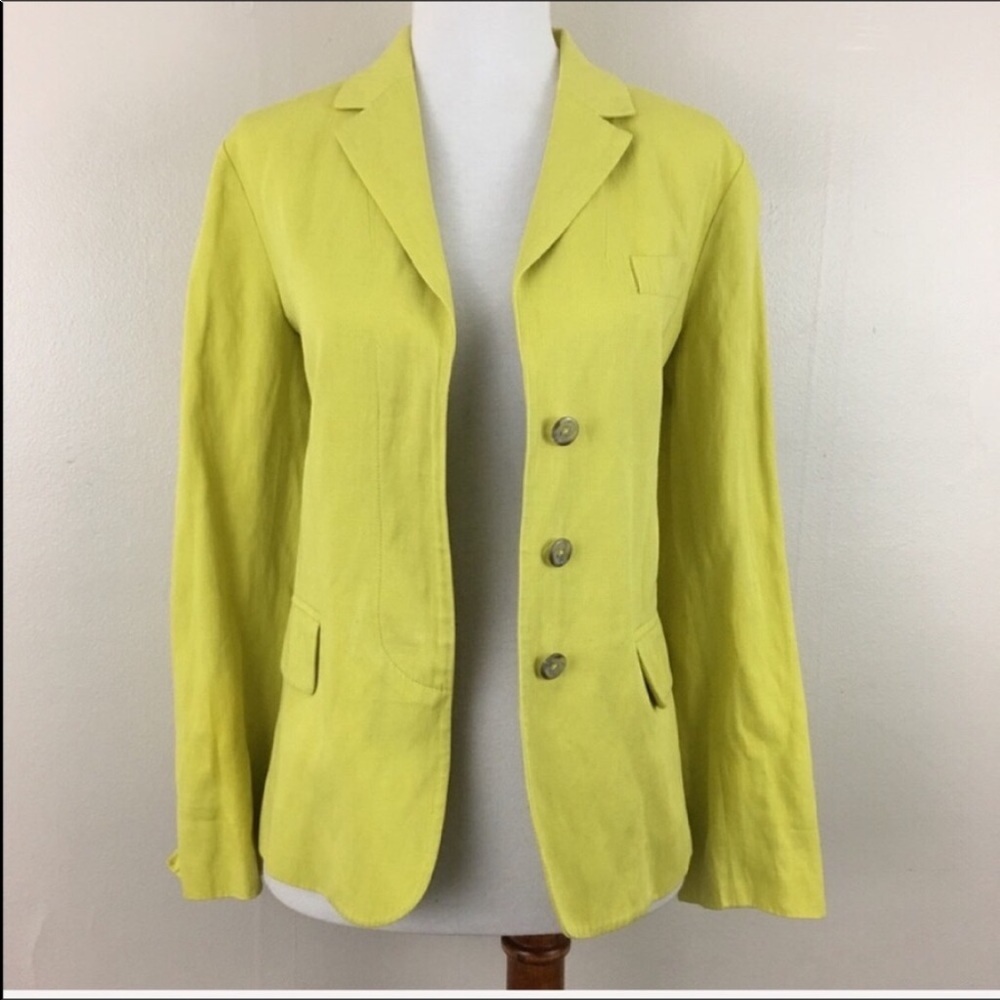 Vince Hidden Button Blazer In Citrus - Picture 3 of 8